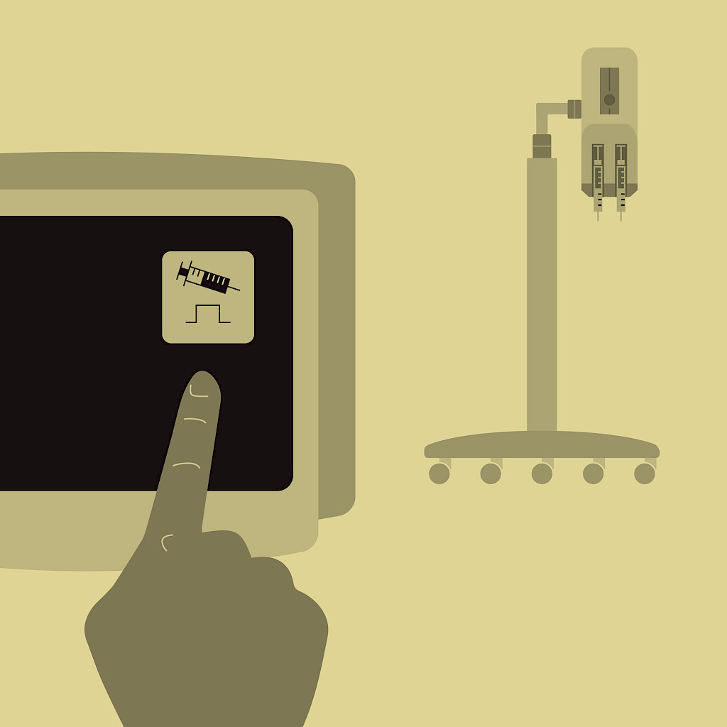 Illustration of a screen and contrast agent